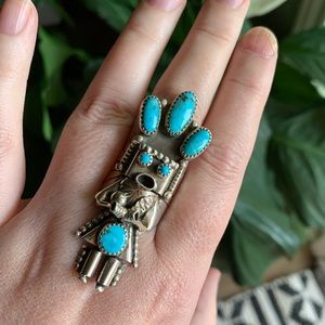 Native American Turquoise Kachina doll ring